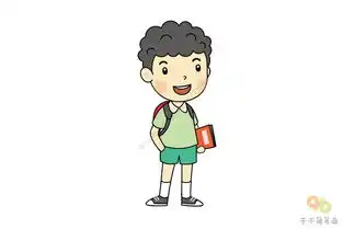 下课放学的小男孩简笔画