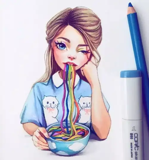 俄罗斯画师lerakiryakova用马克笔和彩铅笔绘制小头像王氏教育集团
