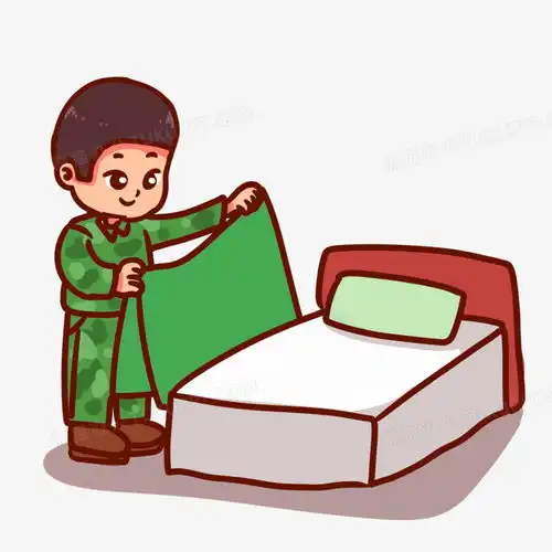 手绘卡通男孩冬令营叠被子场景png图片素材免费下载场景png30003000像素