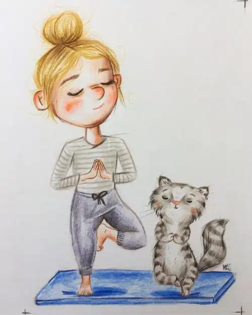 彩铅人物,搞怪又可爱的小女孩,插画师mirikft