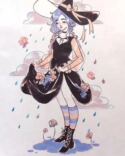 铅笔绘画素材丨画风清新,唯美的彩铅小插画彩铅手绘人物素材