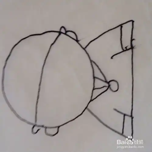 儿童简笔画带球帽的小男孩
