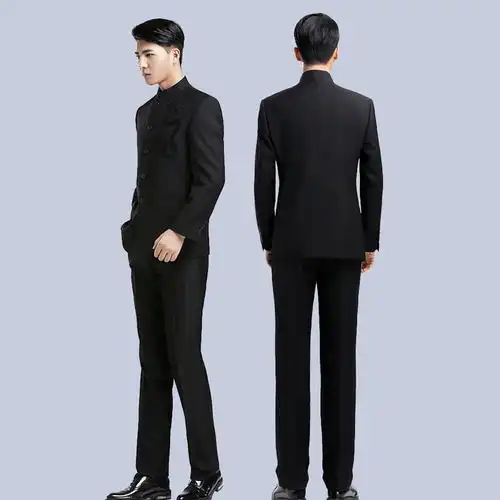男士青年中山装套装男韩版立领西服中式新郎结婚礼服演出服唐装男