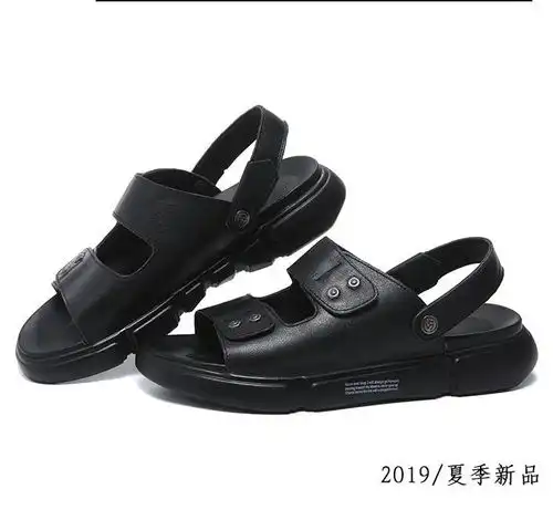 小童马头层牛皮男士凉鞋夏季沙滩鞋跨境货源皮拖鞋潮鞋男2500a