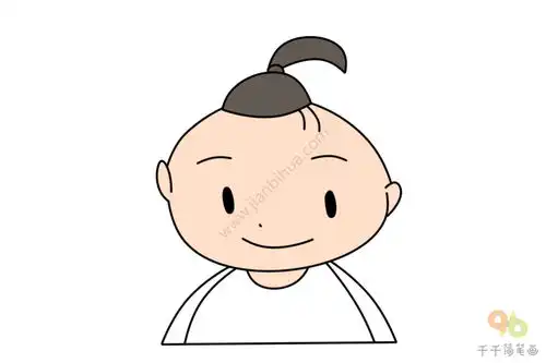小辫子发型的男孩头像简笔画