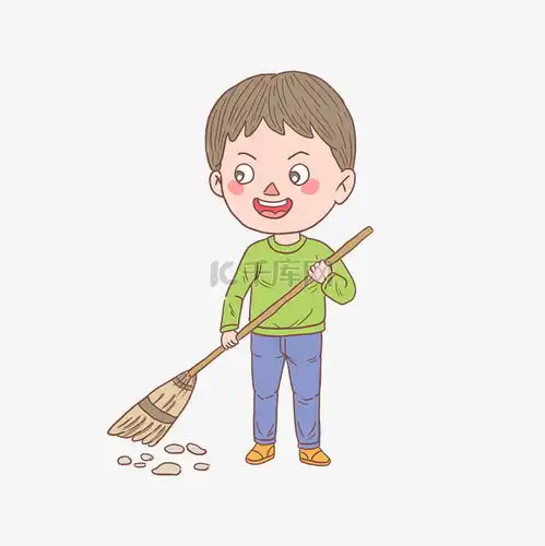 卡通手绘人物扫地男孩素材图片免费下载千库网

