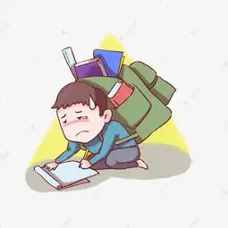 手绘寒假被作业压弯腰的男孩素材图片免费下载千库网