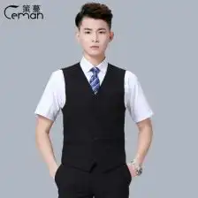 韩版黑色休闲西服马甲男