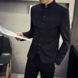 中山装套装男中华立领西服青年韩版修身西装中式潮新郎礼服男唐装