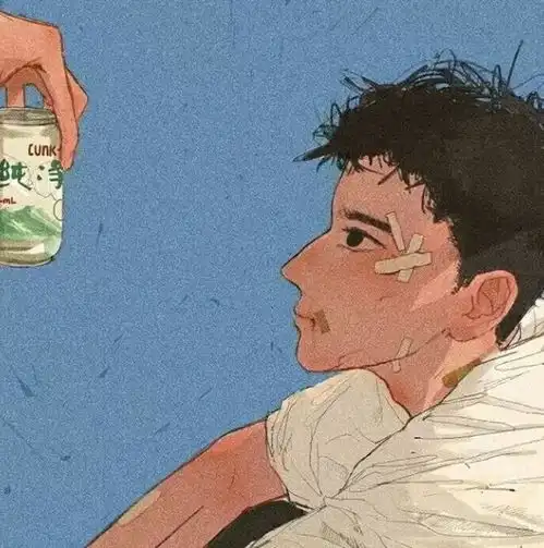 动漫手绘男头抬头仰望,别浪费了月亮
