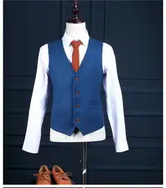 汤河之家影楼拍照服装男士韩版修身西装表演出舞台主持西服西装马甲三件套978713