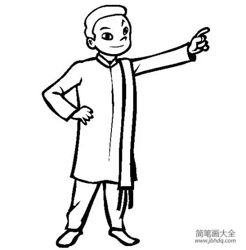 世界名族服饰简笔画巴基斯坦小男孩简笔画图片
