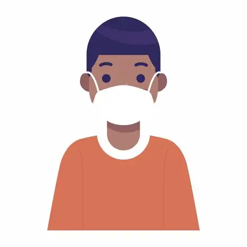 卡通手绘创意戴口罩男青年
