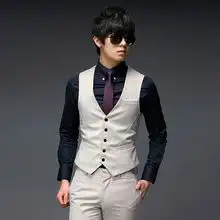 阿束男士西装马甲韩版修身潮婚庆西服马甲马夹商务一体