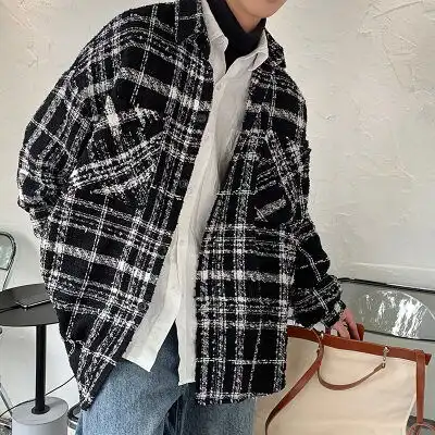 ct20情侣中性港风宽松衬衫外套男学生夹克衬衫男p75控98