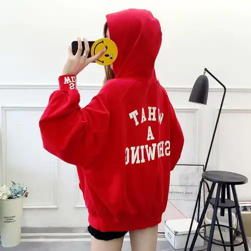 hjt韩版新品女装学生上衣时尚秋休闲大码连帽卫衣女