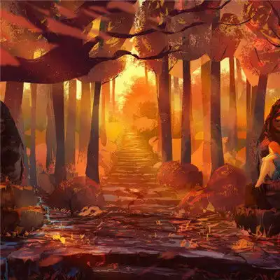 二次元插画头像,二次元场景风景插画图片
