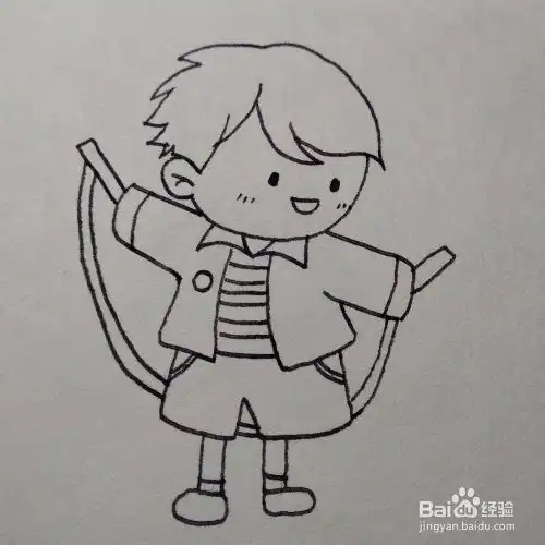 怎么画一个正在跳绳的小男孩卡通儿童简笔画
