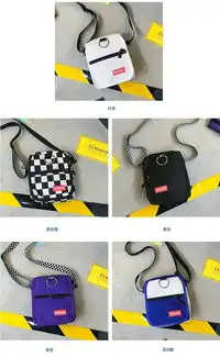 嘻哈土酷少女ins超火蹦迪包原宿酷炫黑白格斜挎包包男女潮手机包