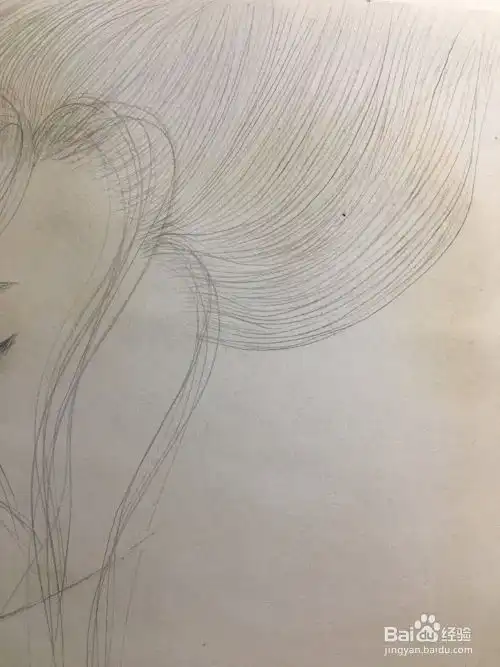 铅笔画画一位古代长发男子侧脸古风男人
