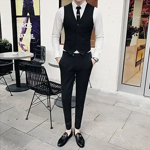 西装马甲男士西服背心修身韩版新郎结婚礼服伴郎服西装背心马甲男