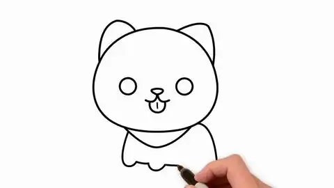 简笔画教你快速画一只可爱的萌猫