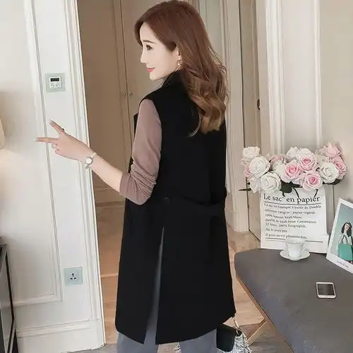 马甲女春秋中长款韩版2019新款秋季西装无袖外套女士显瘦坎肩马夹,一品好特惠
