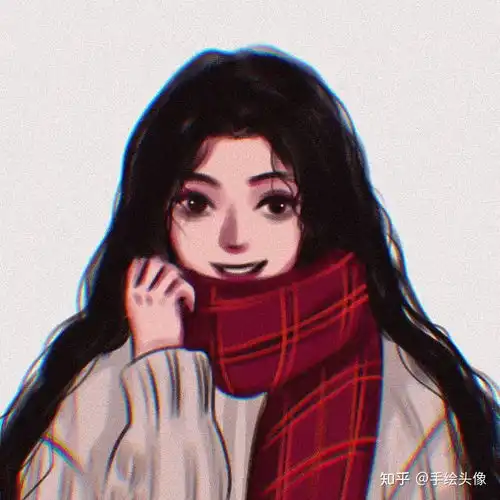 红色手绘情侣头像
