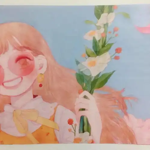彩铅人物彩铅萝莉人物插画,动漫人物插画手绘稿