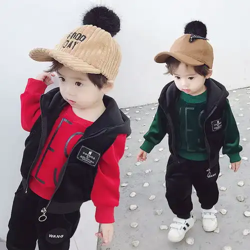 童装男童春秋套装2020新款一岁男宝宝卫衣三件套儿童帅气小孩衣服