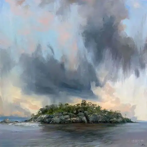 尤里洛姆科夫的风景画,笔触洒脱,美