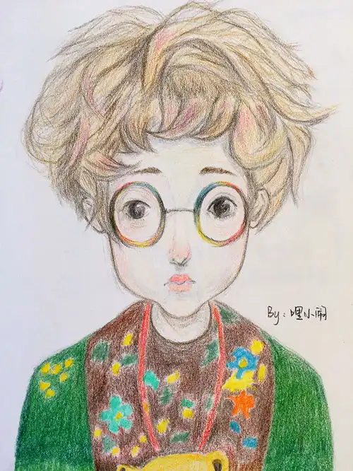 彩铅手绘插画人物壁纸呆萌远古练习