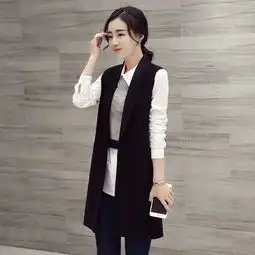 dg春季新款韩版无袖显瘦背心马夹春秋装西装外套中长款马甲女