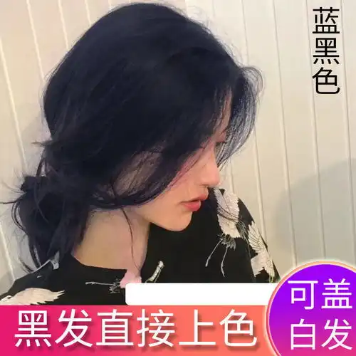 网红抖音蓝黑色染发剂墨蓝色2019流行染发发色染发膏栗棕色亚麻色