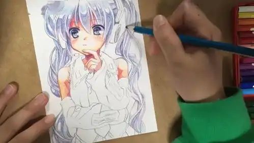 初音动漫人物彩铅手绘教程