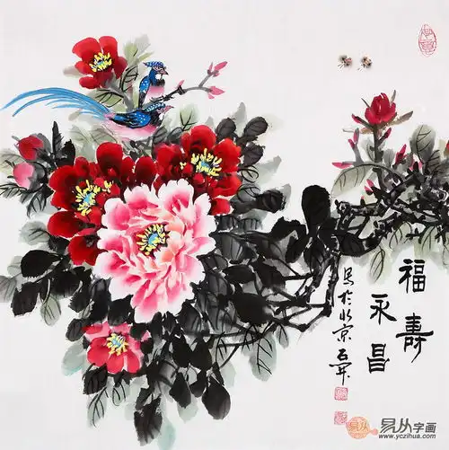 适合餐厅挂的画,纯手绘精美花鸟字画来袭