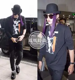 吴亦凡街拍阴柔长发启程巴黎男装周