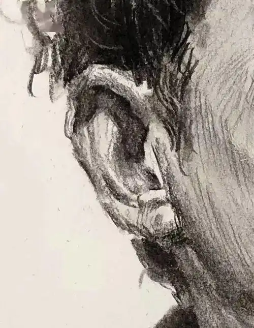 教程教你画标准式四分之三侧男中年素描头像