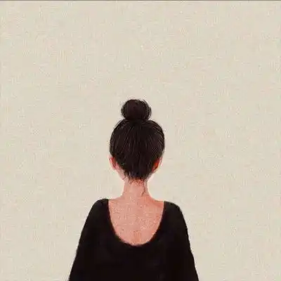 卡通背影头像唯美漂亮手绘画女生背影图片
