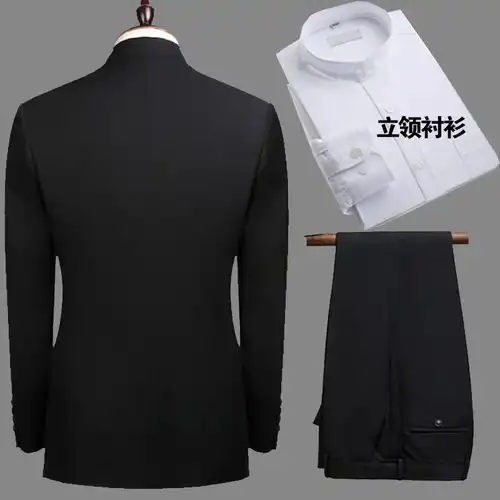 男士青年中山装套装男韩版立领西服中式新郎结婚礼服演出服唐装男