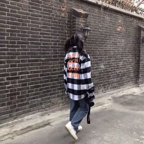 assc黑红格潮流衬衫宽松潮流男女同款复古衬衫古着经典衬衫
