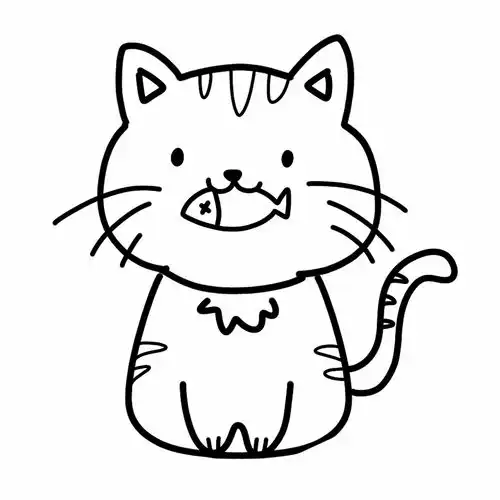 937摄图网401690138小猫简笔画线稿企业商用宠物标签参考
