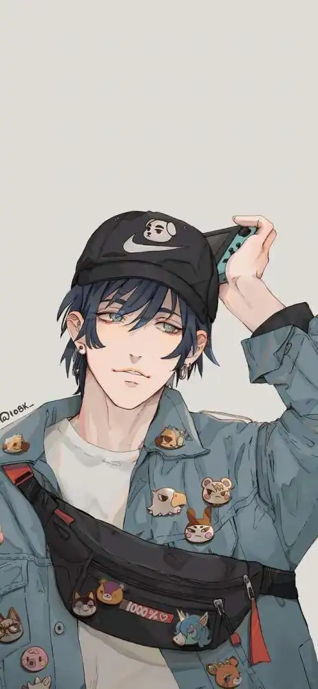 二次元帅气男生插画壁纸,我只会心疼giegie
