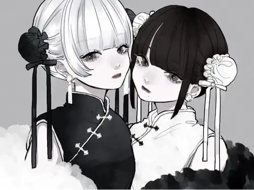 插画壁纸头像暗黑系精致洛丽塔漫画美少女姐妹闺蜜女生最爱
