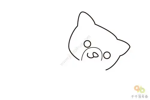 玩毛线团的小猫简笔画
