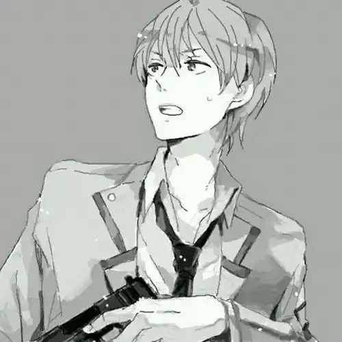二次元动漫插图男头黑白
